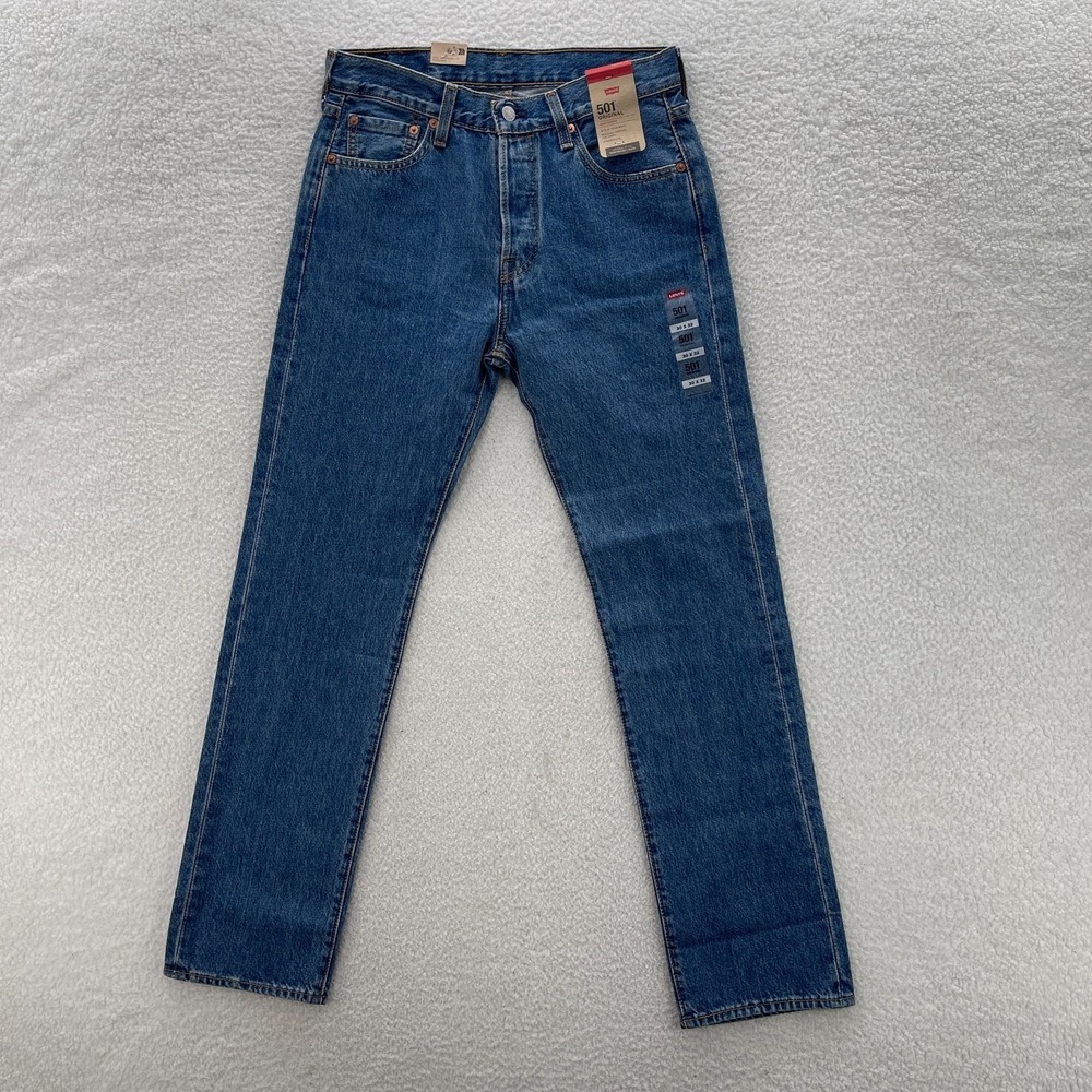 Levis 501 Jeans Mens 30x32 Blue Original Button Fly Medium Wash Denim Cowboy NEW